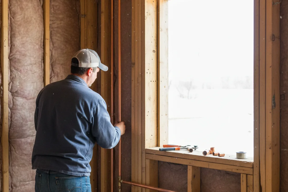 Licensed plumber running new copper supply lines in a Tyngsboro home